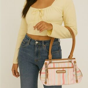 Lily Bloom Pastel Striped Shoulder Bag